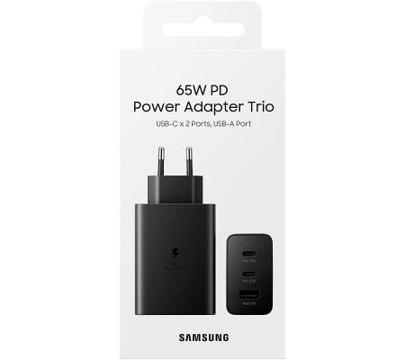 Cargador De Pared Samsung 2xUsb-C 1xUsb 65w (EP-T6530NBE)