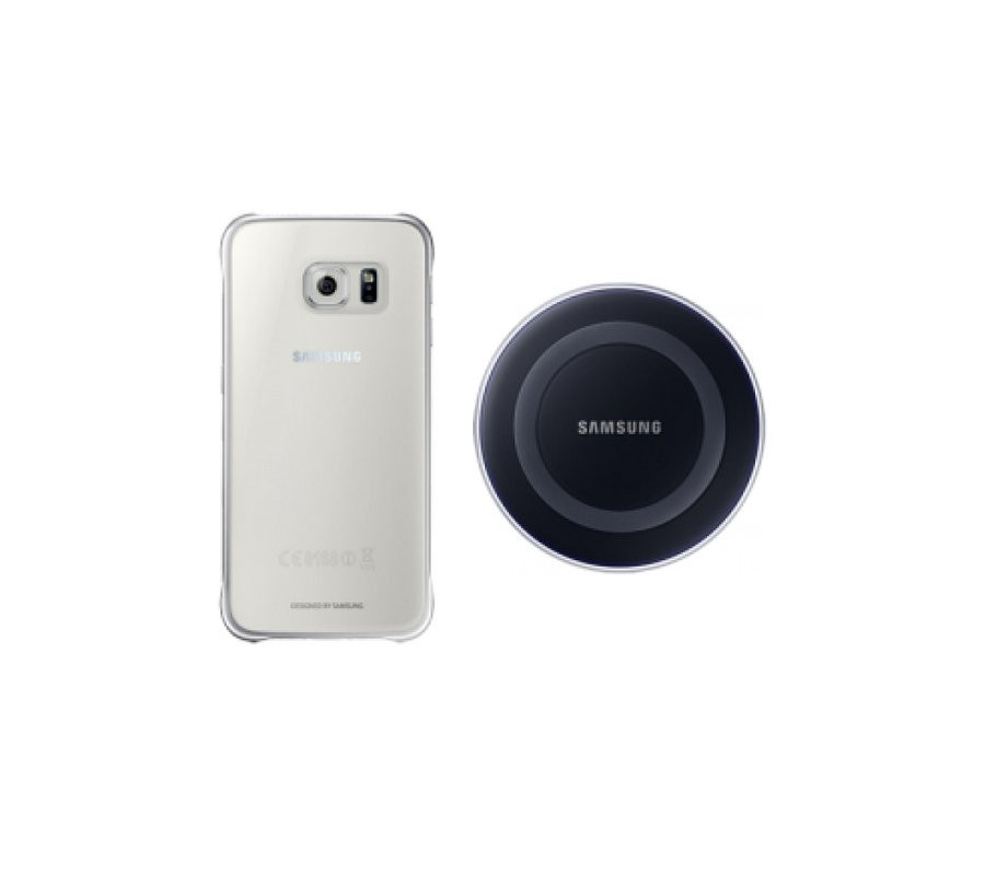 Cubierta trasera + Cargador inalambrico Original Samsung Galaxy S6 (EP-WG920IBE). Negro