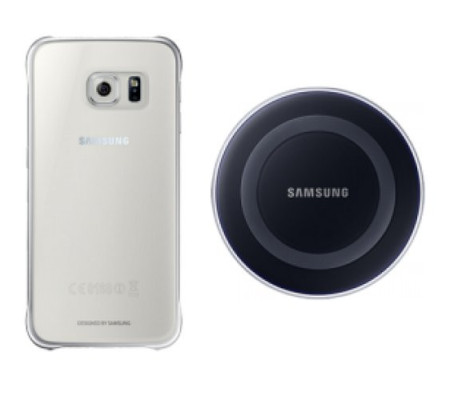 Cubierta trasera + Cargador inalambrico Original Samsung Galaxy S6 (EP-WG920IBE). Negro