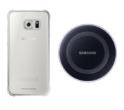 Cubierta trasera + Cargador inalambrico Original Samsung Galaxy S6 (EP-WG920IBE). Negro