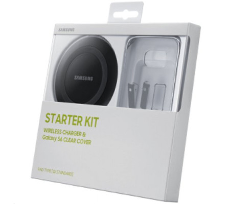 Cubierta trasera + Cargador inalambrico Original Samsung Galaxy S6 (EP-WG920IBE). Negro