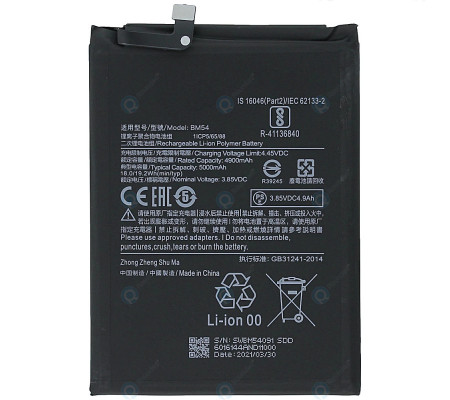 Bateria Original BM54 Xiaomi Redmi Note 9T (M2007J22G), Note 9 5G  Service Pack)