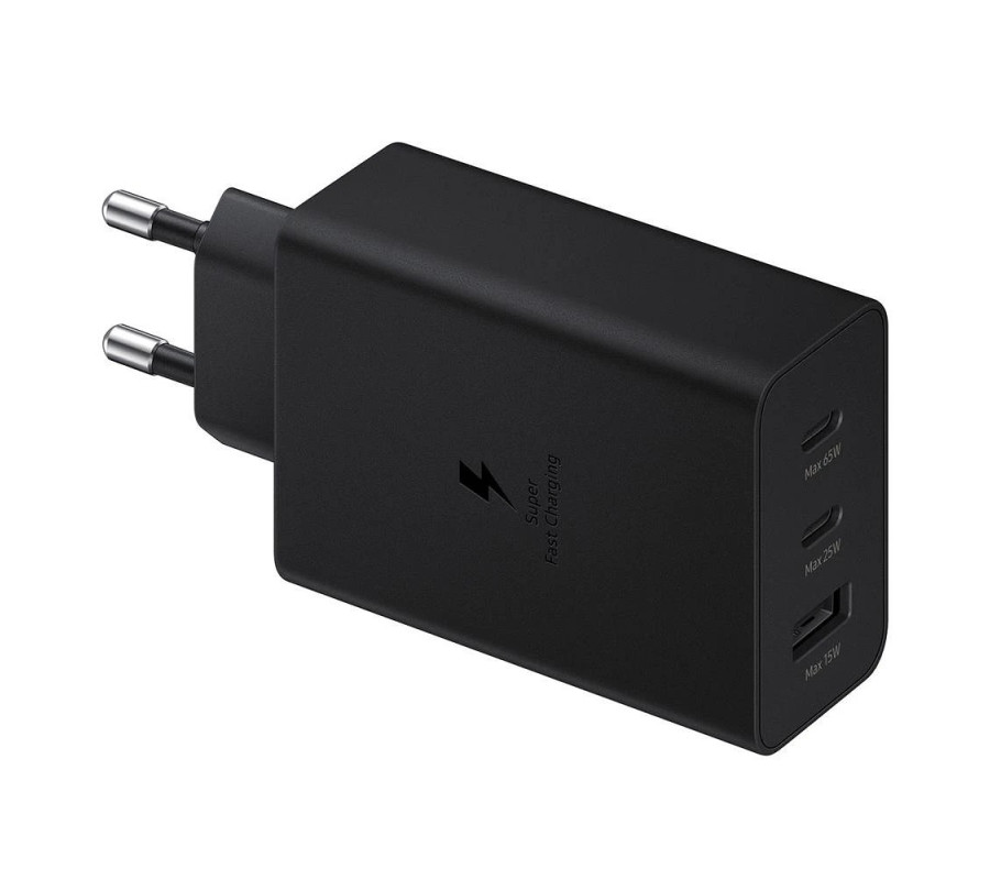 Cargador De Pared Samsung 2xUsb-C 1xUsb 65w (EP-T6530NBE)